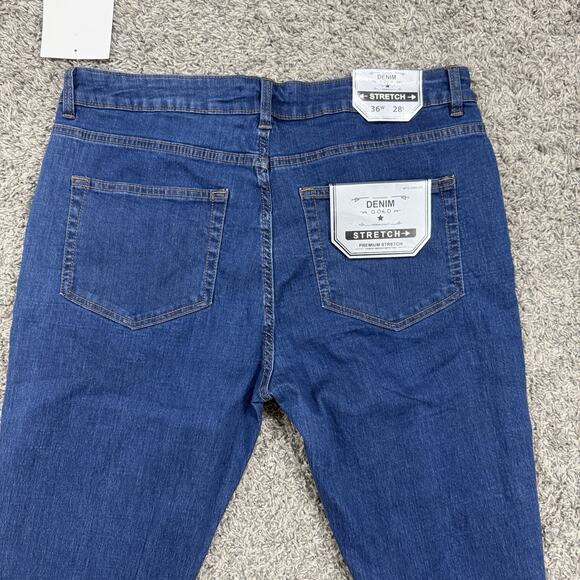 Denim Gold Premium Stretch Blue Ripped Holes Jeans Men 36x28 - Picture 8 of 8